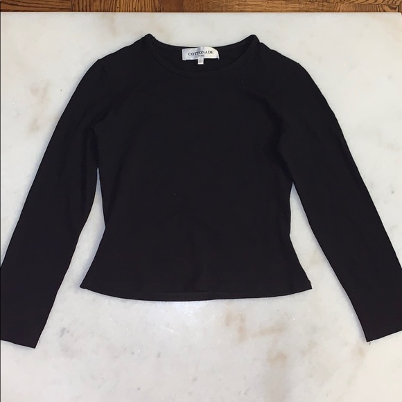 BLACK FITTED LONG SLEEVE TOP - Picture 1 of 2